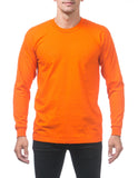 Pro Club Men's Heavyweight Cotton Long Sleeve Crew Neck T-Shirt Forest Orange Tangerine