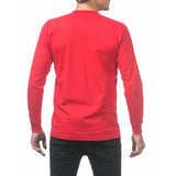 Pro Club Men's Heavyweight Cotton Long Sleeve Crew Neck T-Shirt - Red - S