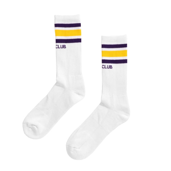 Pro Club Stripe Crew Sock - Men's - Large- Yellow/Purple