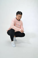Lastlevel Women's Embroidered Multi Logo Crew - Pale Pink
